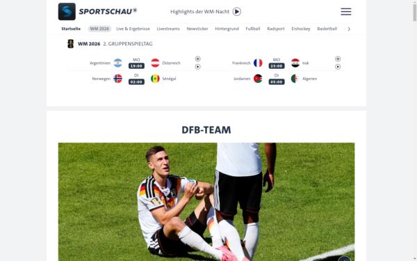 Screenshot of sportschau.de