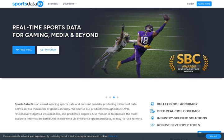 Screenshot of sportsdata.io