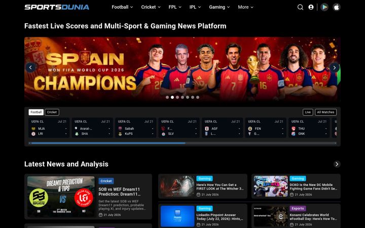 Screenshot of sportsdunia.com