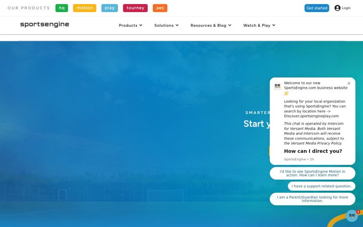 Screenshot of sportsengine.com