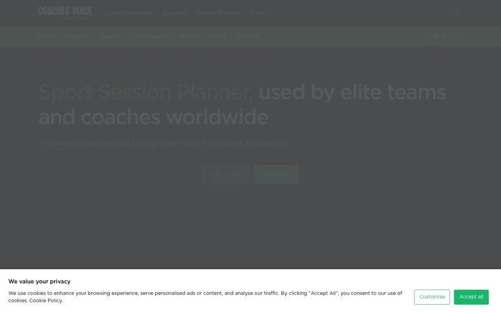 Posnetek zaslona sportsessionplanner.com
