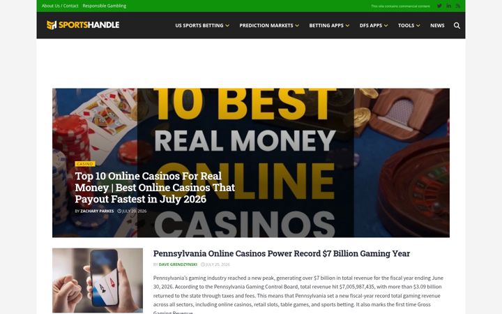 Screenshot of sportshandle.com