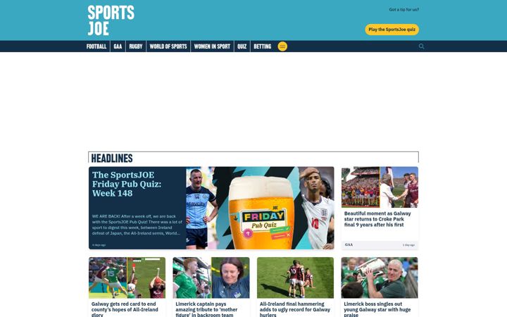 Screenshot of sportsjoe.ie
