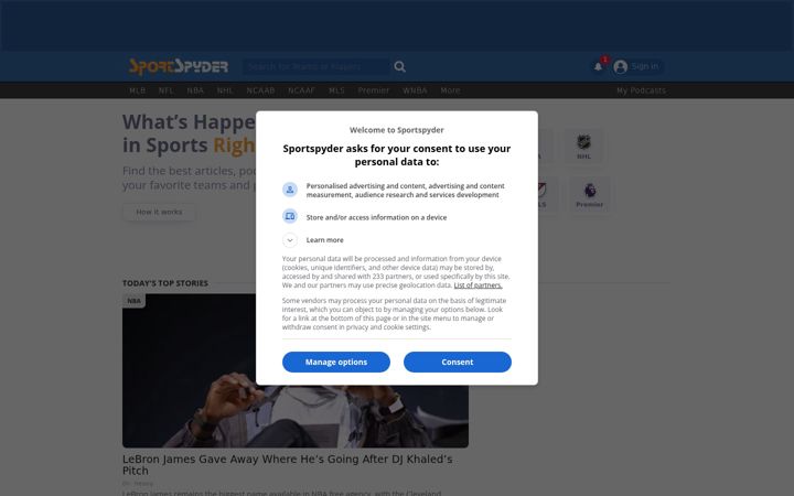 Screenshot of sportspyder.com