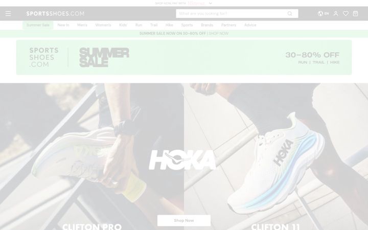 Screenshot stránky sportsshoes.com