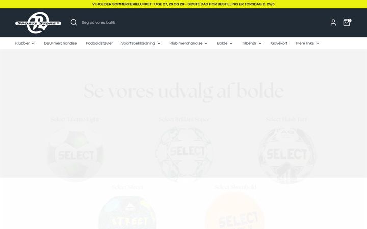 Skärmbild av sportsstore.dk
