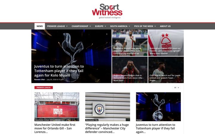Screenshot of sportwitness.co.uk