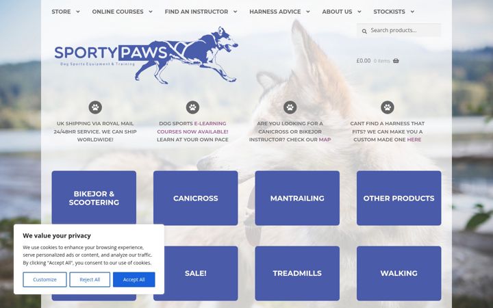 Screenshot of sportypaws.co.uk