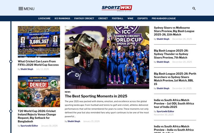 Ekraanipilt saidist sportzwiki.com
