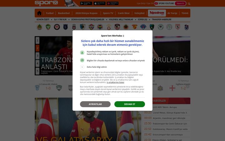Skærmbillede af sporx.com