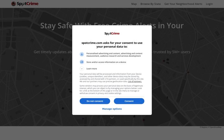Screenshot of spotcrime.com