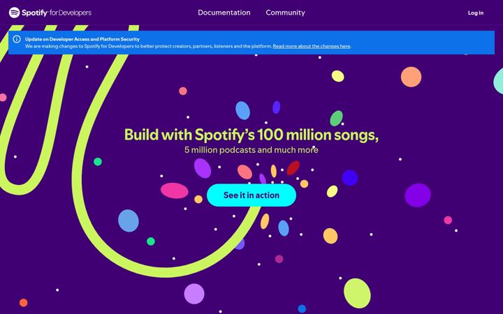 Screenshot ta' spotify.dev