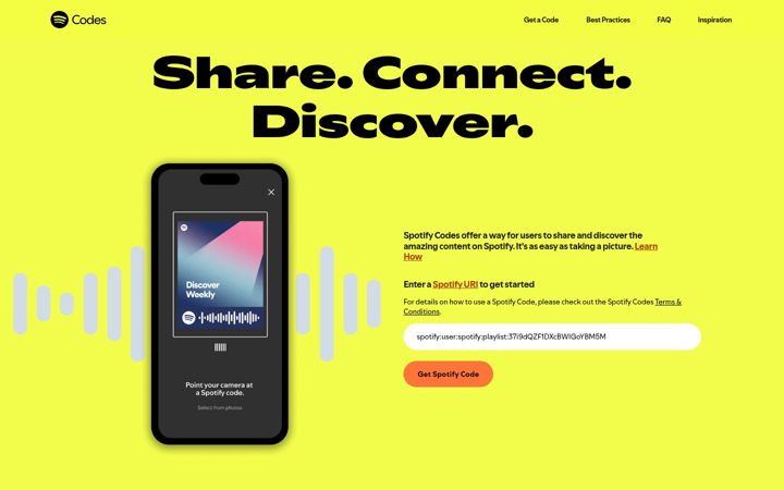 Screenshot of spotifycodes.com