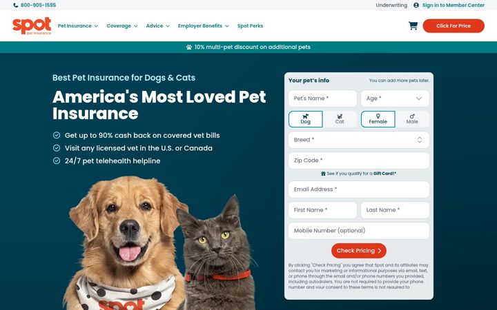 Screenshot of spotpet.com
