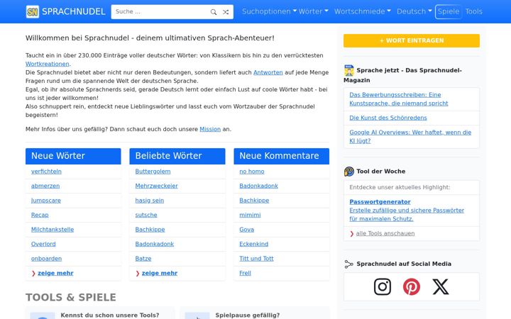Screenshot of sprachnudel.de