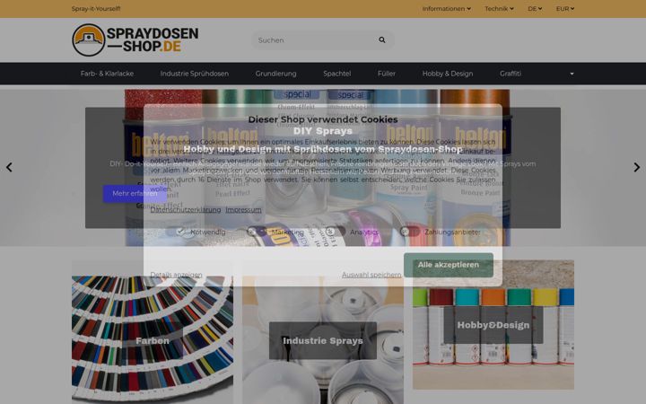 Screenshot of spraydosen-shop.de