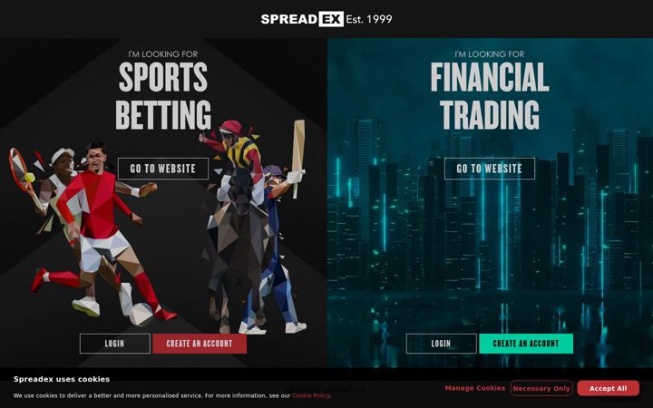 Screenshot of spreadex.com