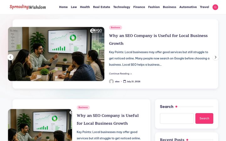 Screenshot of spreadingwisdom.com