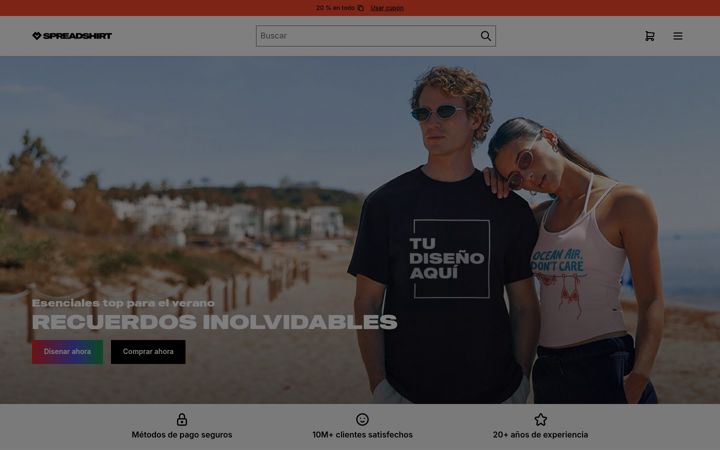 Capture d'écran de spreadshirt.es