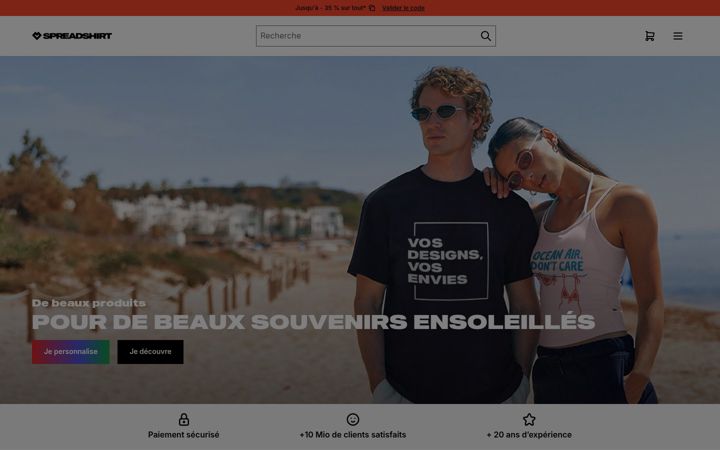Screenshot of spreadshirt.fr