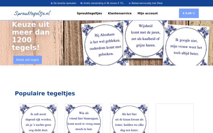 Skærmbillede af spreuktegeltje.nl