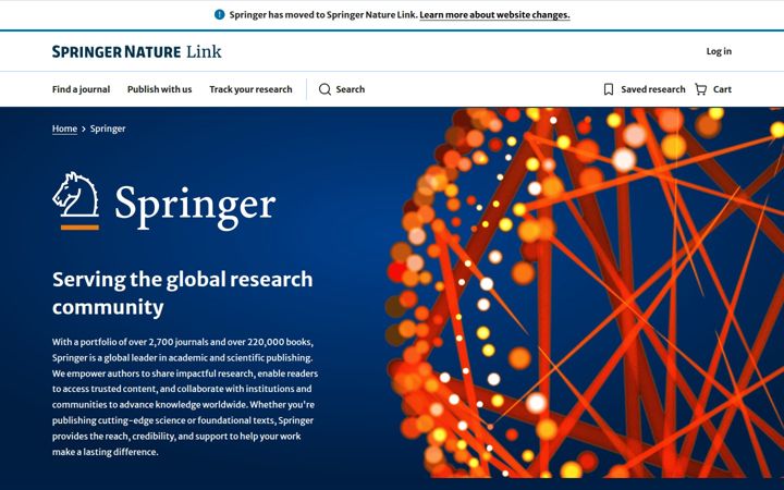 Екранна снимка на springer.com