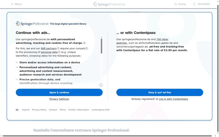 Kuvakaappaus sivustosta springerprofessional.de