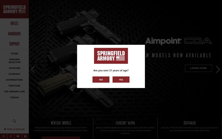 Screenshot of springfield-armory.com