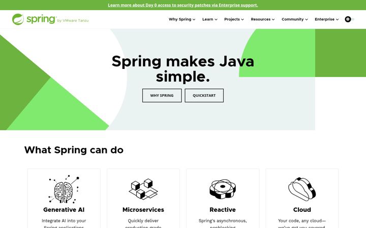 Ekrano kopija springsource.com