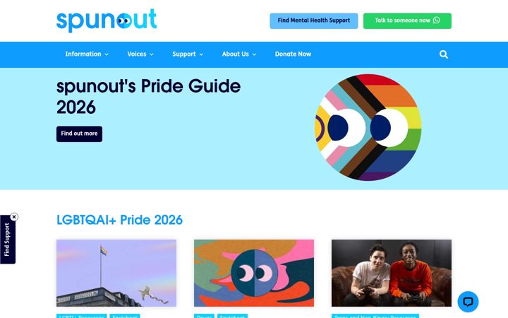 Screenshot of spunout.ie
