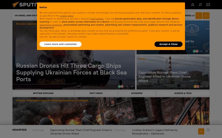 Screenshot di sputniknews.com