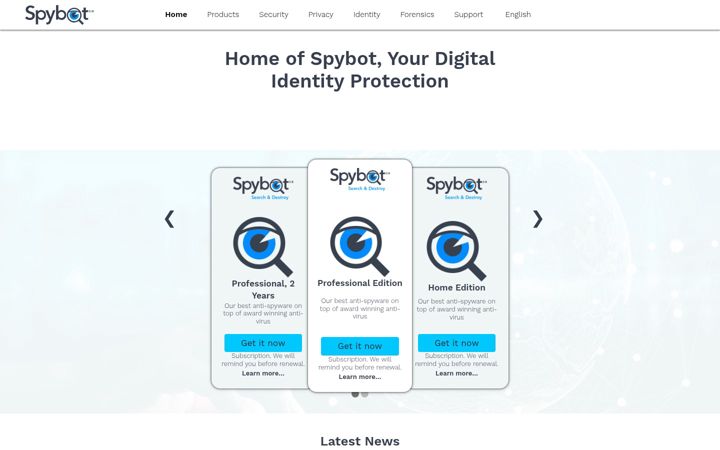 Screenshot of spybot.info