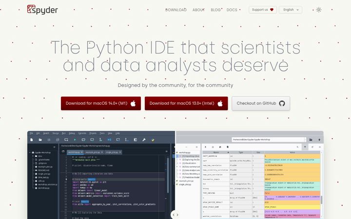 Screenshot of spyder-ide.org