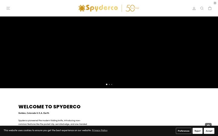 Screenshot of spyderco.com