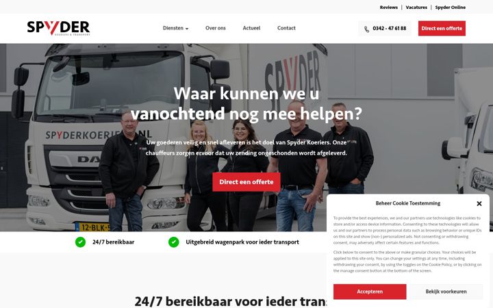 Screenshot di spyderkoeriers.nl