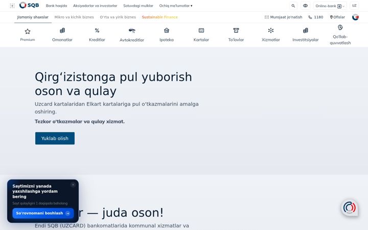 Screenshot of sqb.uz