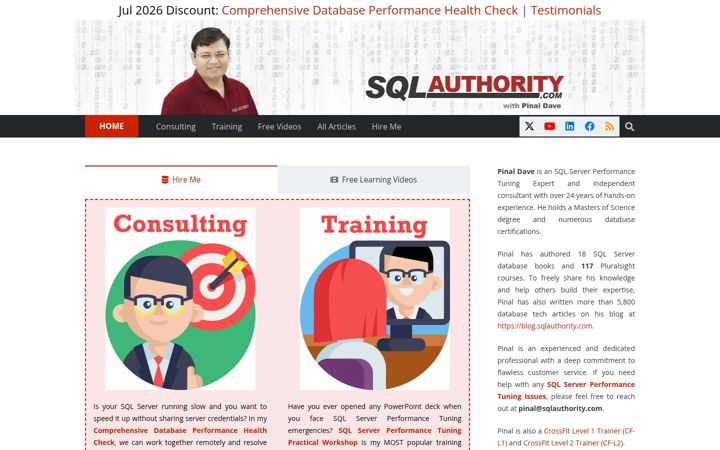Screenshot of sqlauthority.com