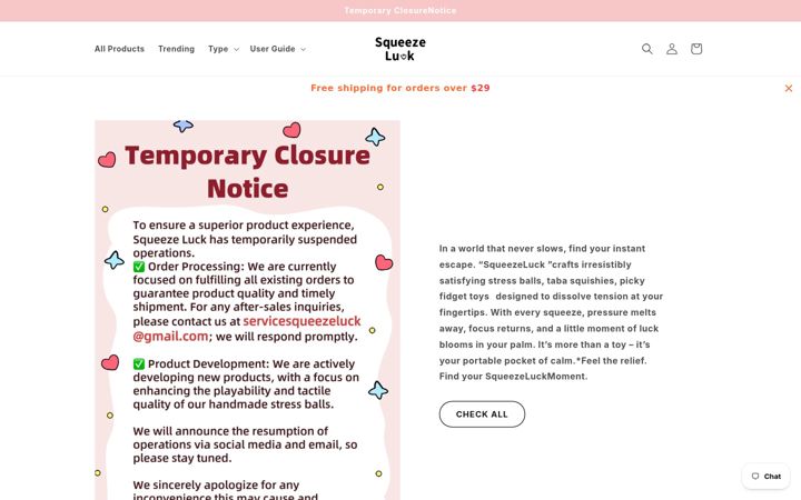 Screenshot of squeezeluck.com