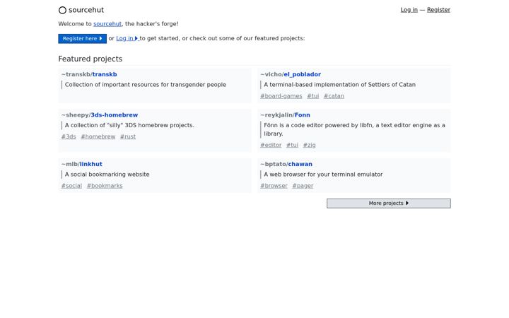 Screenshot of sr.ht