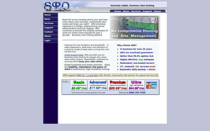 Screenshot of srohosting.com