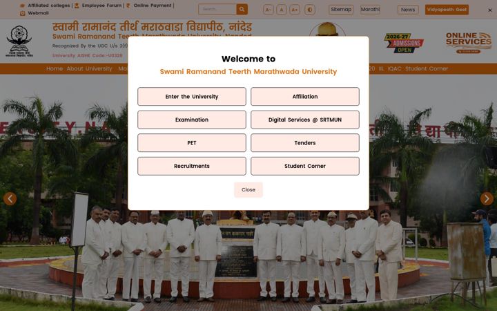 Screenshot di srtmun.ac.in