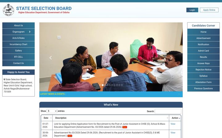 Screenshot of ssbodisha.ac.in