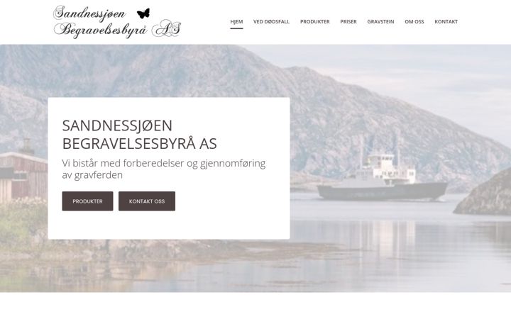 Snímek obrazovky ssjbegravelse.no