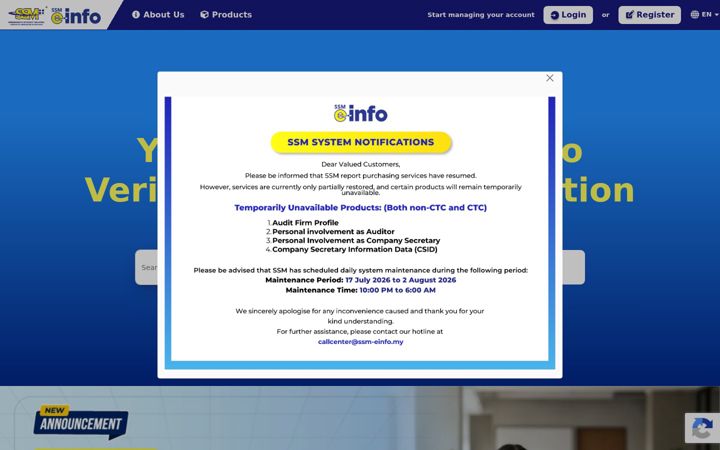 Screenshot του ssm-einfo.my