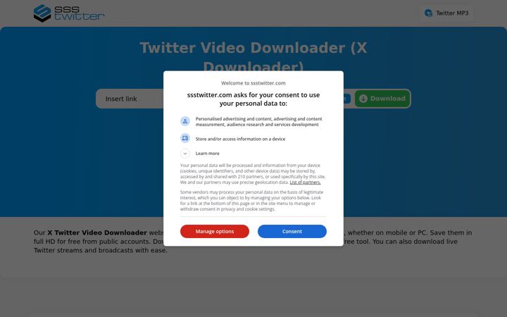 Екранна снимка на ssstwitter.com