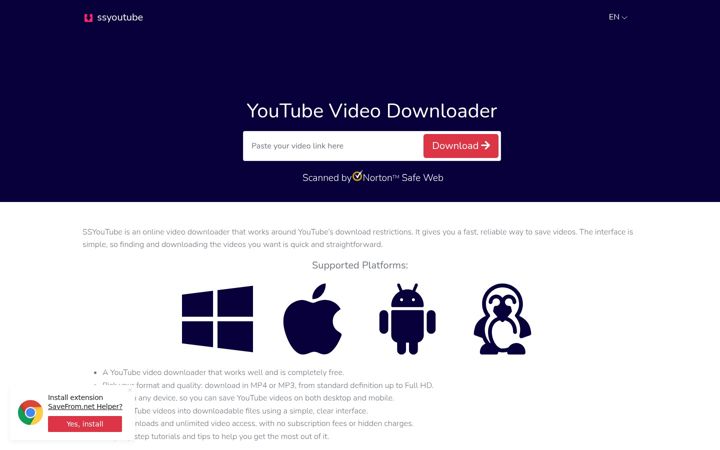 Screenshot van ssyoutube.com