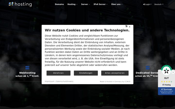 Skærmbillede af st-hosting.com