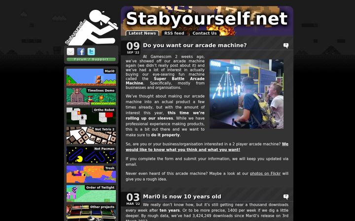Screenshot of stabyourself.net