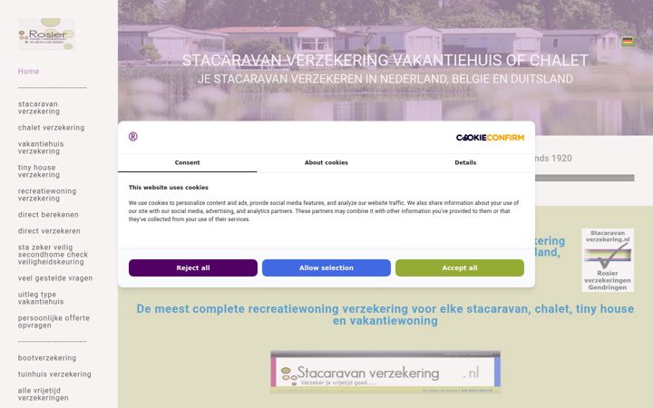 Snímek obrazovky stacaravanverzekering.nl