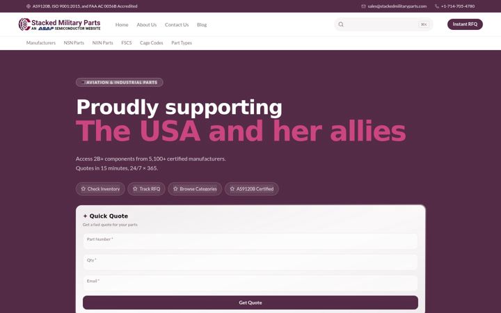 Screenshot of stackedmilitaryparts.com